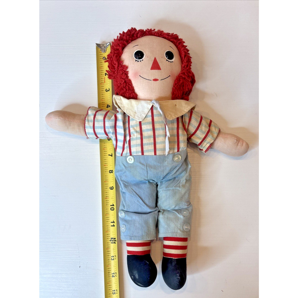 Vintage Knickerbocker Raggedy Ann Doll Plush Overalls Outfit Classic - Picture 16 of 16